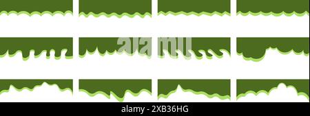 Set of dividers shape templates. Modern separator header for website and app. Curve lines, wave collection of abstract design element for top and bott Stock Vector