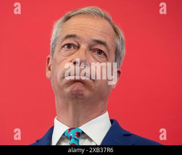 London, England, UK. 10th June, 2024. NIGEL FARAGE speaks at the launch of Reform's Economic Policy on Tax Freedom Day at Church House, Westminster, outlining strategies for economic growth and recovery. Credit: ZUMA Press, Inc./Alamy Live News Stock Photo