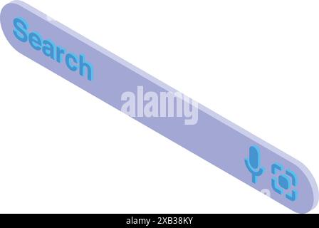 Search bar with voice and visual search isometric icon is showing different search options Stock Vector