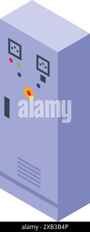 Electric panel with buttons and indicators showing different data, isometric view Stock Vector