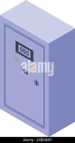 Electric meter isometric icon showing energy consumption and power supply Stock Vector