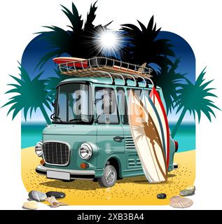Vector cartoon camper. Available eps-10 vector format separated by groups with transparency effects for one-click repaint Stock Vector