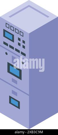 Electrical cabinet featuring multiple circuit breakers and controls for power distribution Stock Vector