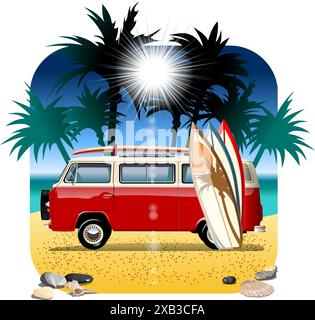Vector cartoon camper. Available eps-10 vector format separated by groups with transparency effects for one-click repaint Stock Vector