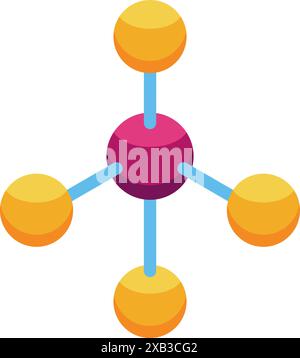 Connected molecules. Molecule connection model, chemistry particle and ...