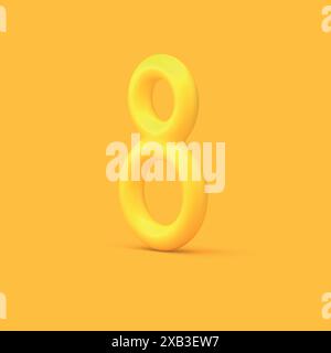 Eight yellow number holiday event balloon decor element 3d icon realistic vector illustration. 8 numeral calendar date minimalist premium creative des Stock Vector