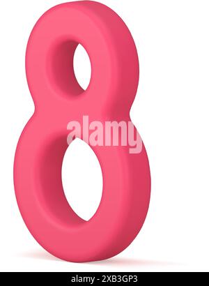 International Women's Day pink eight number march festive spring holiday 3d icon realistic vector illustration. Female greeting congratulations birthd Stock Vector