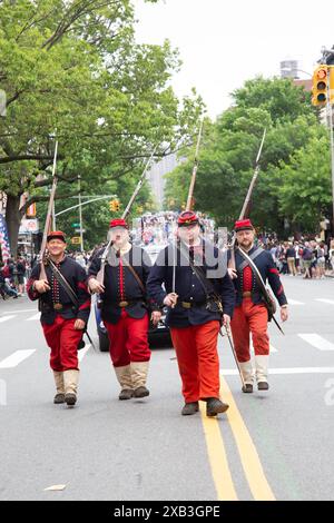 157th Memorial Day Parade on May 27, 2024  IN BAY RIDGE, BROOKLYN, NEW YORK. Revolutiobnary War soldiers represenbted in the parade. Stock Photo