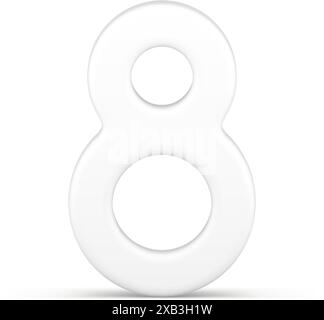 White eight number infinity curves decor element female traditional holiday celebration 3d icon realistic vector illustration. Premium cute font lette Stock Vector