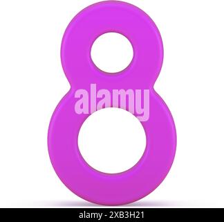 Eight number purple infinity font letter birthday age traditional spring holiday celebration 3d icon realistic vector illustration. International Wome Stock Vector