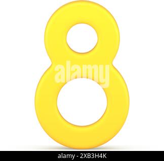 Eight number yellow infinity symbol female spring holiday traditional 3d icon realistic vector illustration. International Women's Day counting badge Stock Vector