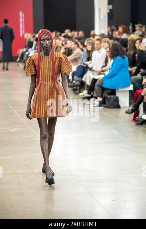 London, UK. 10th June, 2024. Graduate Fashion week 2024 Birmingham City University and the University of Derby Catwalk show Credit: Ian Davidson/Alamy Live News Stock Photo