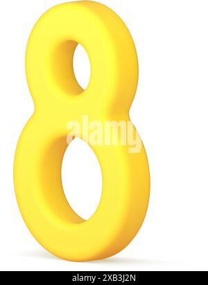 Yellow eight number International Women's Day curves fashioned decor element 3d icon realistic vector illustration. Traditional female spring holiday Stock Vector
