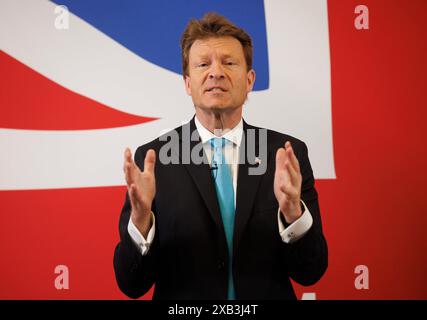 London, UK. 10th June, 2024. Richard Tice. Reform launches its Economic Policy on Tax Freedom Day. Reform Party leader, Nigel Farage, launches the Reform PartyÕs economic policies ahead of the general election on July 4th. Credit: Mark Thomas/Alamy Live News Stock Photo