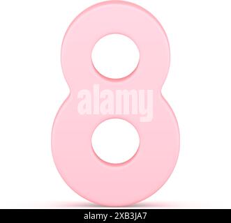 Pink eight number infinity symbol math counting 3d icon realistic vector illustration. International Women's Day spring holiday celebration elegant de Stock Vector