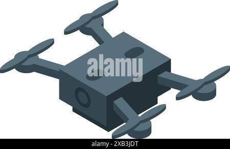 Modern drone flying, using camera for aerial photography and videography Stock Vector