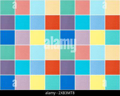 abstract color tiled seamless pattern: squares with textured paper Stock Photo