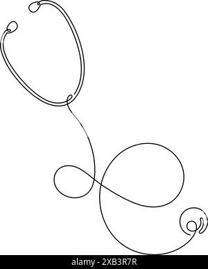 continuous line drawing of stethoscope infinity shape laying composition Stock Vector