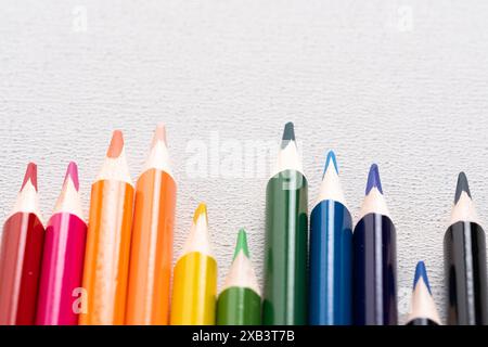 Set of colored pencils white background Stock Photo