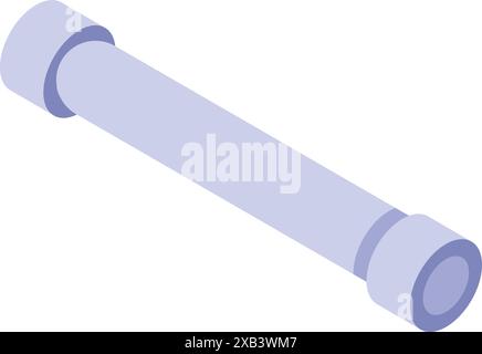 This isometric icon features a long pipe section, perfect for representing plumbing supplies and construction materials Stock Vector