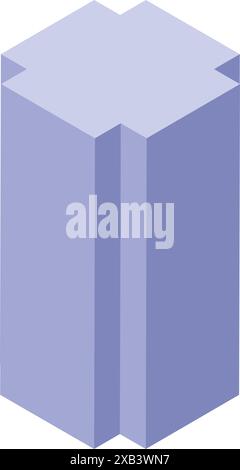 Simple Rectangular Prism Building Icon Simple illustration of a rectangular prism in blue and white, drawn in ...