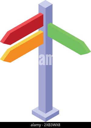 Colorful signpost pointing in different directions symbolizing important choices Stock Vector