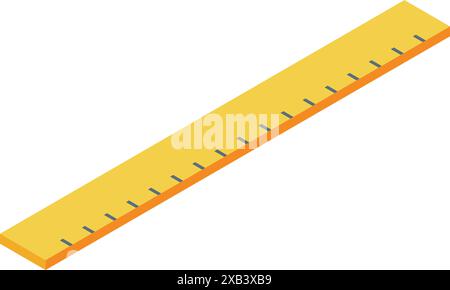 Yellow ruler tool measuring length in centimeters on white background Stock Vector
