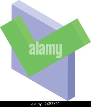 Green check mark is hovering over an abstract rectangular shape, symbolizing approval Stock Vector