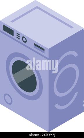 Modern washing machine cleaning clothes with rotating drum, isometric view Stock Vector