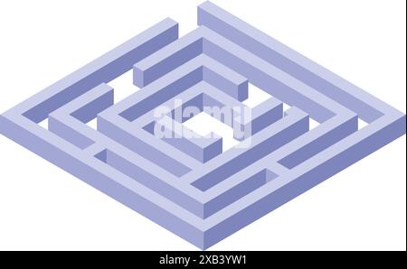 Complex three dimensional light blue labyrinth is standing on a white background Stock Vector