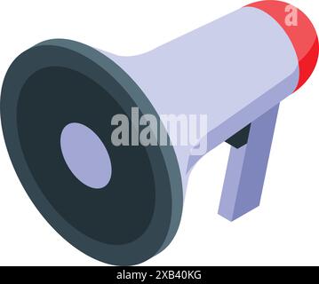 White and red megaphone announcing important information isometric illustration Stock Vector