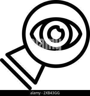 Line art icon of an eye watching from inside a crystal ball, representing concepts such as surveillance and big brother Stock Vector