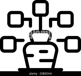 This simple icon represents data mining, with information being extracted from a central database Stock Vector