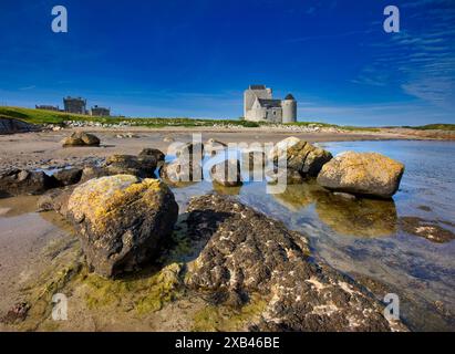 Rugged shoreline around Breachacha Castle, Isle of Coll, Argyll Stock Photo