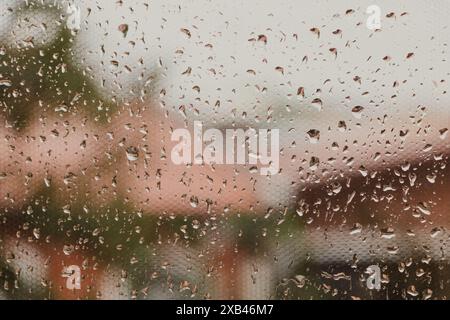 background of rain drops on glass window Stock Photo