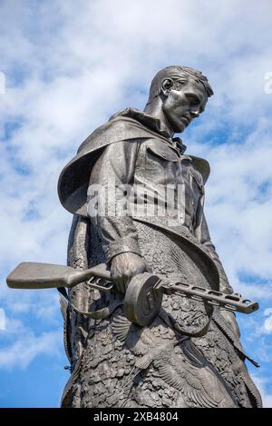 RZHEV, RUSSIA - JULY 15, 2022: Monument to a Soviet soldier close-up Stock Photo