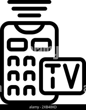 Line art icon of a tv remote control sending a signal, representing the concept of watching television Stock Vector