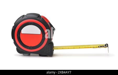 Side view of self-retracting tape measure isolated on white Stock Photo
