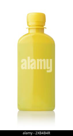 Front view of blank yellow plastic bottle isolated on white Stock Photo