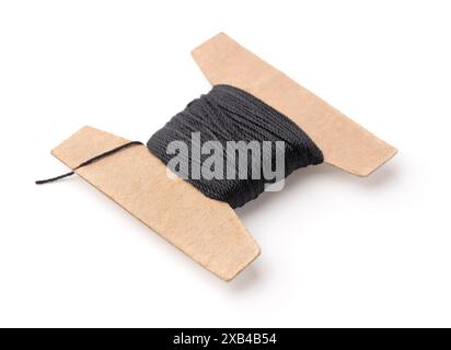 Black nylon twine isolated on white Stock Photo