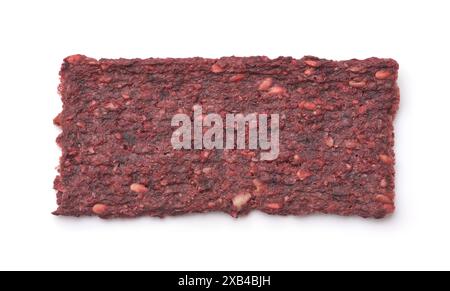 Top view of natural beetroot crispbread with sesame seeds isolated on white Stock Photo