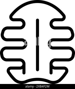 Simple black outline icon of a human brain with two hemispheres, isolated on a white background, for medical and anatomical designs Stock Vector