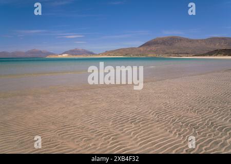 Ridges in the sand at low tide Seilebost Beach on the west coast of the Isle of Harris Stock Photo