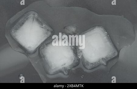 Clean melting ice cubes above top macro close up view Stock Photo