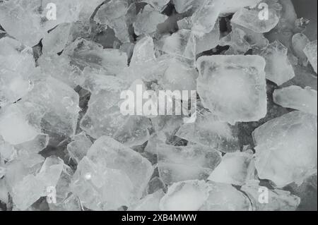 Crushed ice cubes abstract natural background close up view Stock Photo