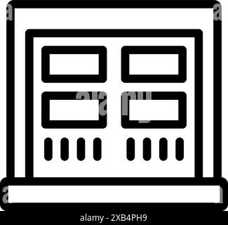 Simple line icon of a garage door, ideal for projects related to home improvement, construction, or real estate Stock Vector