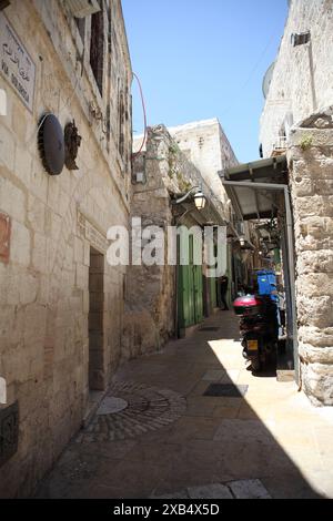 Via Dolorosa, 5th Station of the Cross , where Simon from Cyrene was asked to help Jesus Christ carry the Cross on the way to Golgotha or Calvary Stock Photo