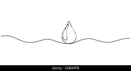 Continuous line drawing of water drop. One line drawing background ...
