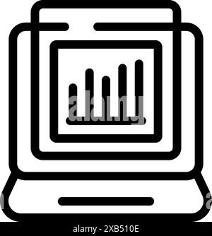 Simple icon of a laptop displaying a growing bar graph, perfect for representing business analytics and data analysis Stock Vector