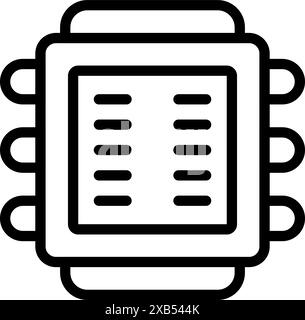 Line art icon of a computer chip processing data, symbolizing the power of technology Stock Vector